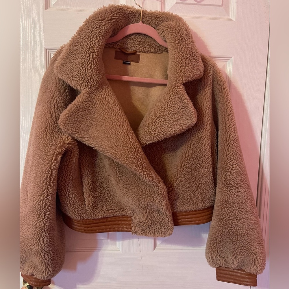 Blank NYC Tan Teddy Sherpa Jacket Size S